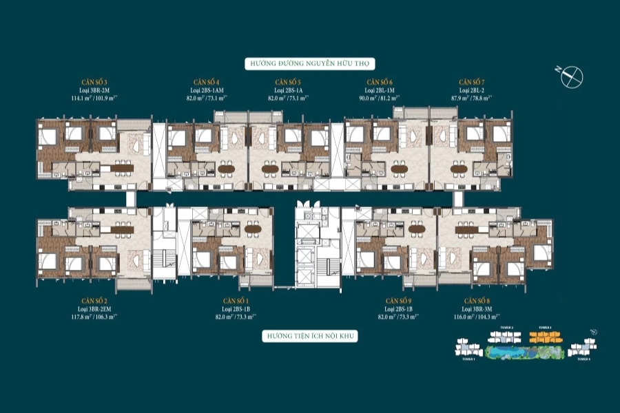 Layout mặt bằng tháp 3 của dự án