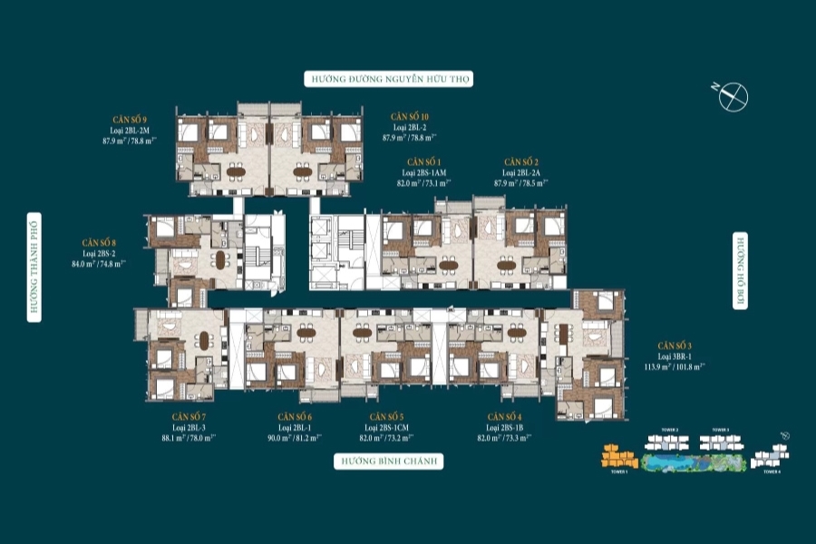 Layout mặt bằng tháp 1 của dự án Celesta Heights