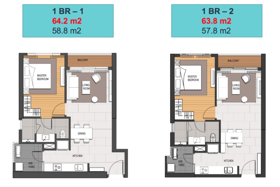 Layout mặt bằng căn 1 phòng ngủ