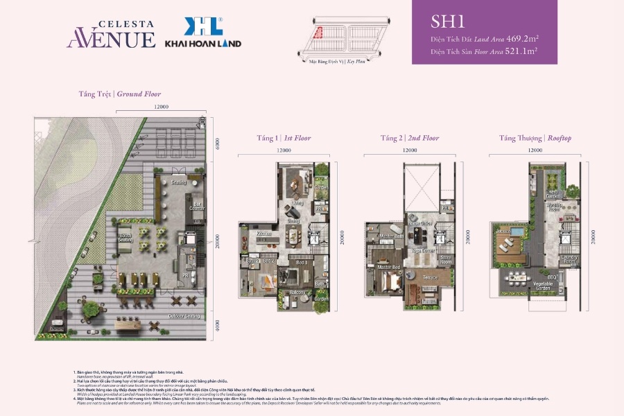 Layout mặt bằng căn hộ SH1 tại dự án Celesta Avenue