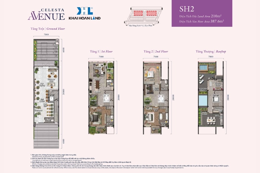 Layout mặt bằng căn hộ SH2 tại dự án Celesta Avenue