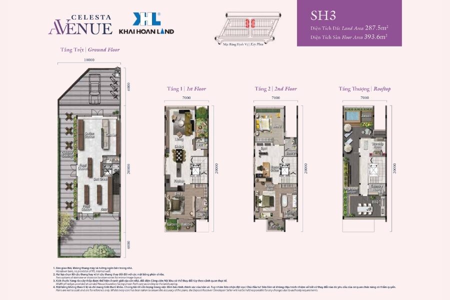 Layout mặt bằng căn hộ SH3 tại dự án Celesta Avenue