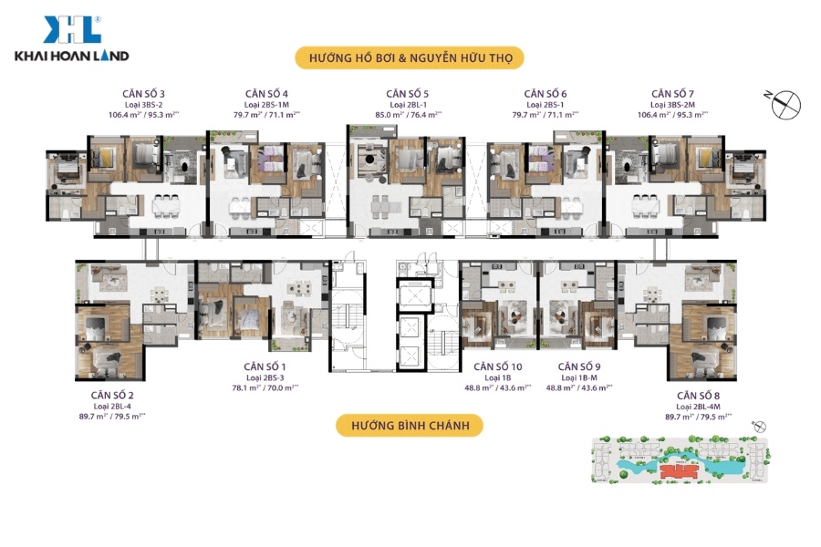 Mặt bằng Celesta Rise có mật độ xây dựng thấp chỉ từ 7-9 căn hộ/sàn