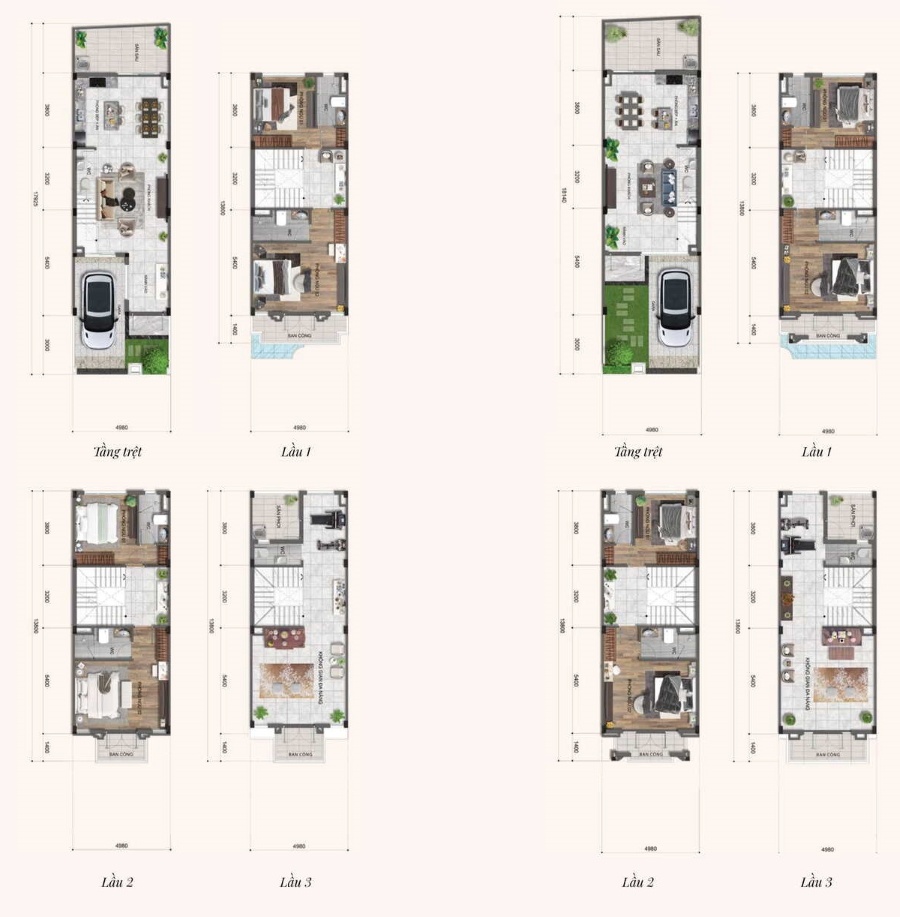 Layout mặt bằng biệt thự khu dân cư Foresta Khang Điền