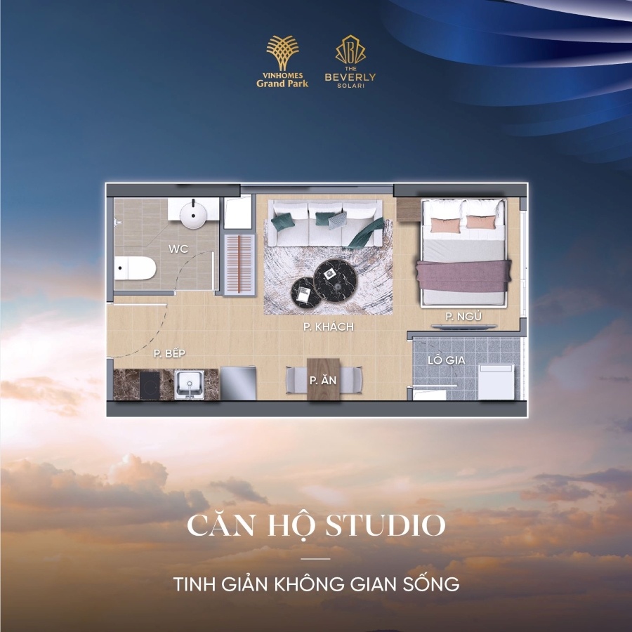 Thiết kế căn hộ studio tại dự án Beverly Solari