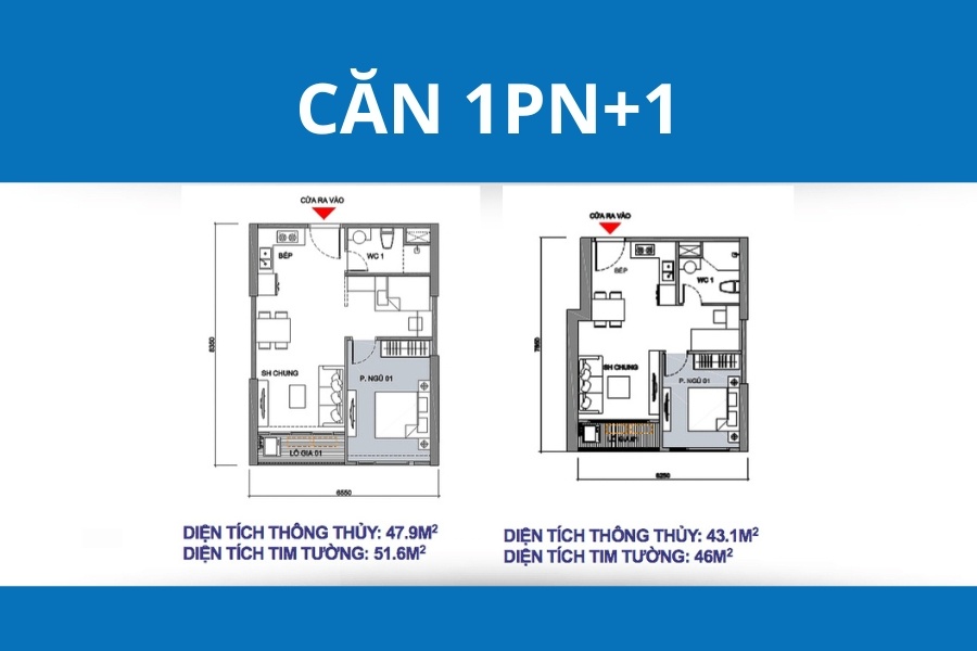 Layout căn 1PN+1