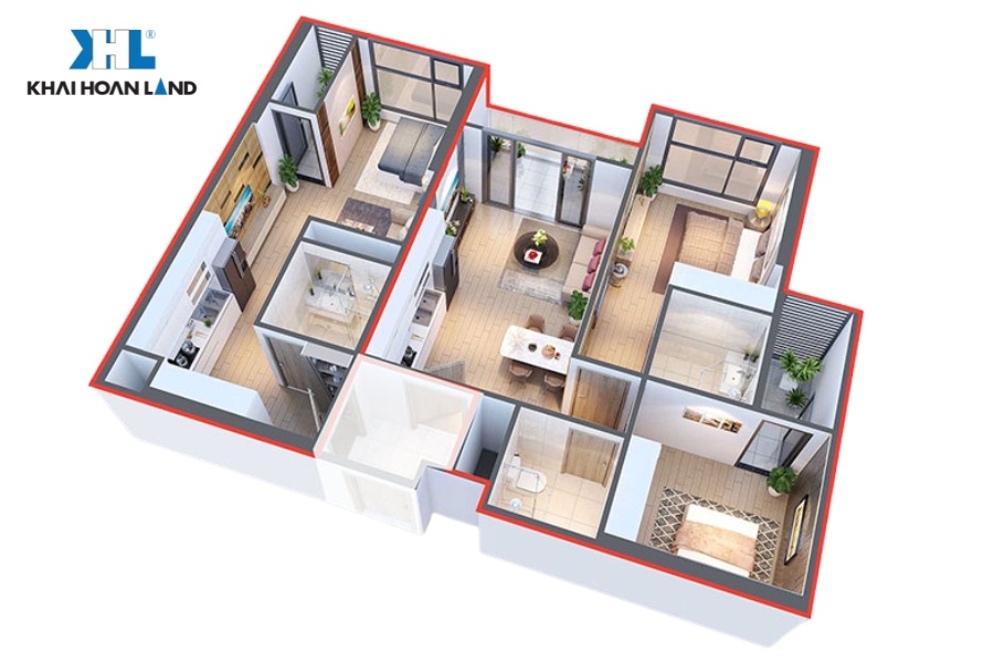 Layout căn hộ Vinhomes West Point Dual Key 