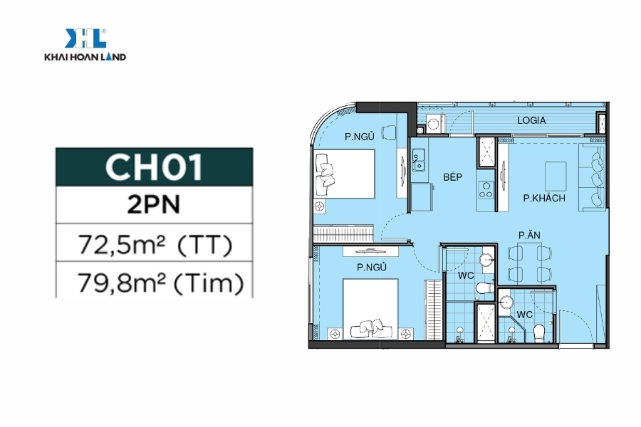 Layout căn hộ 2pn