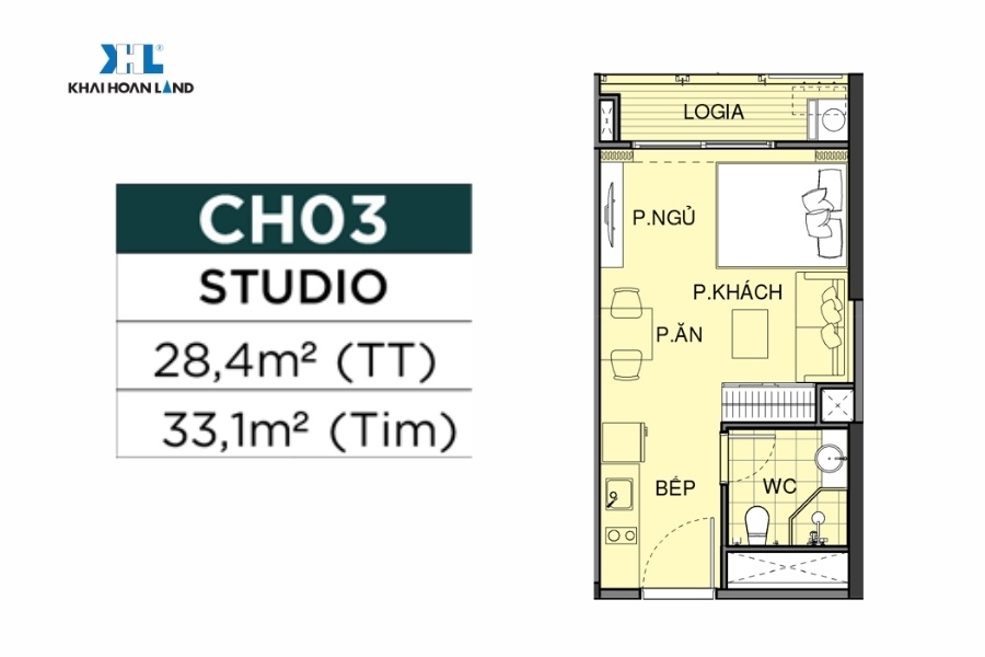 Layout căn hộ studio