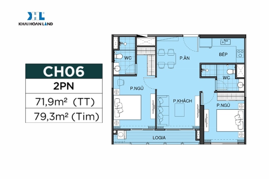 Layout căn hộ CH06-2PN