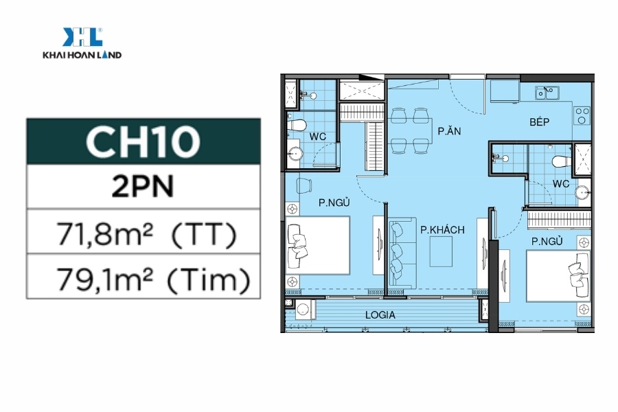 Layout căn hộ CH10 2PN