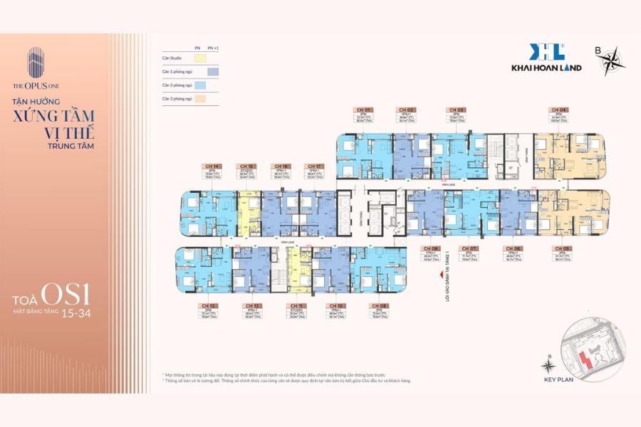 Layout tòa OS1 tầng 15-34