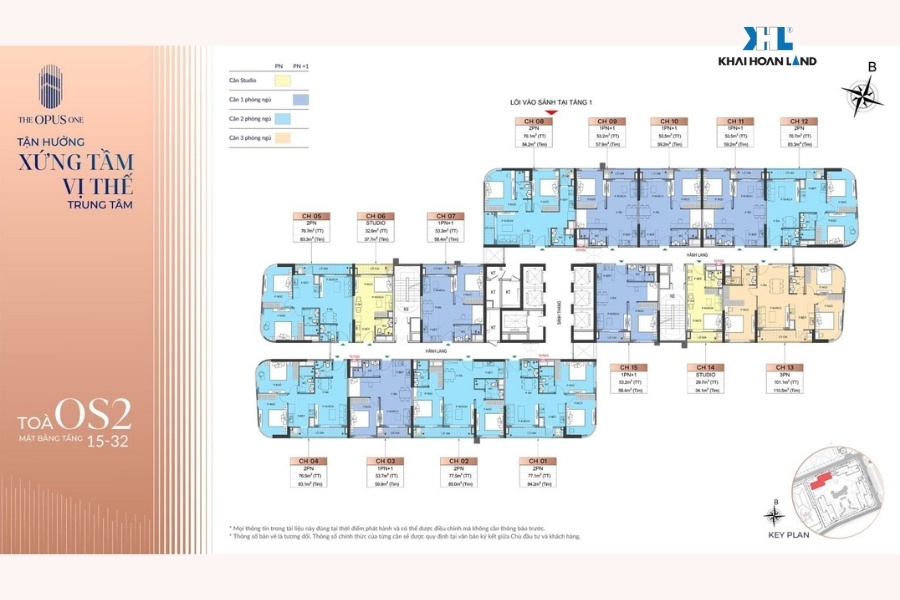 Layout tòa OS2 tầng 15-32