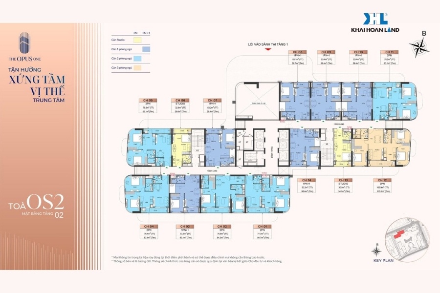 Layout tòa OS2 tầng 2