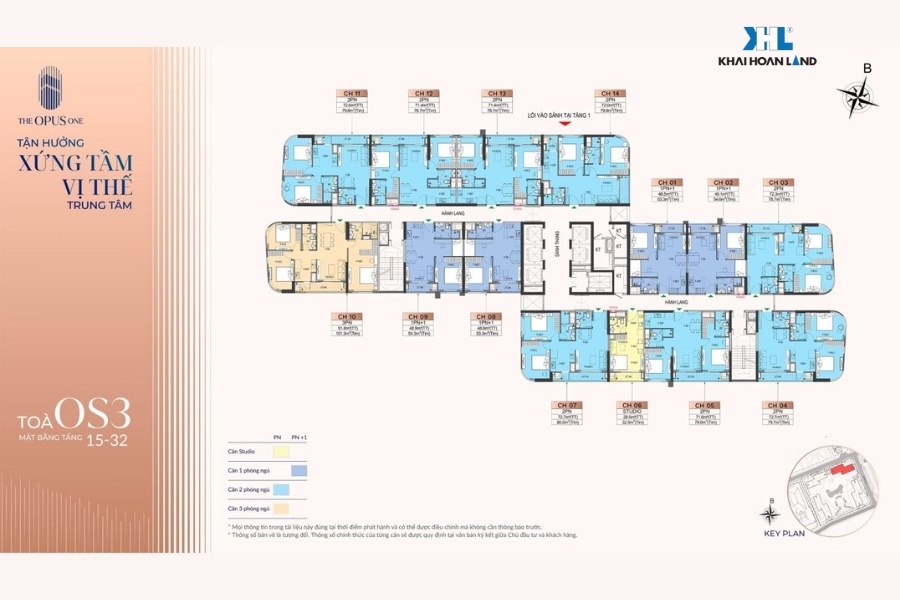 Layout tòa OS3 tầng 15-32