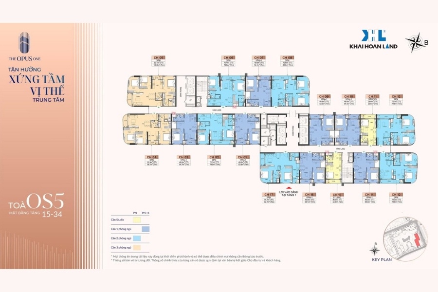 Layout tòa OS5 tầng 15-34